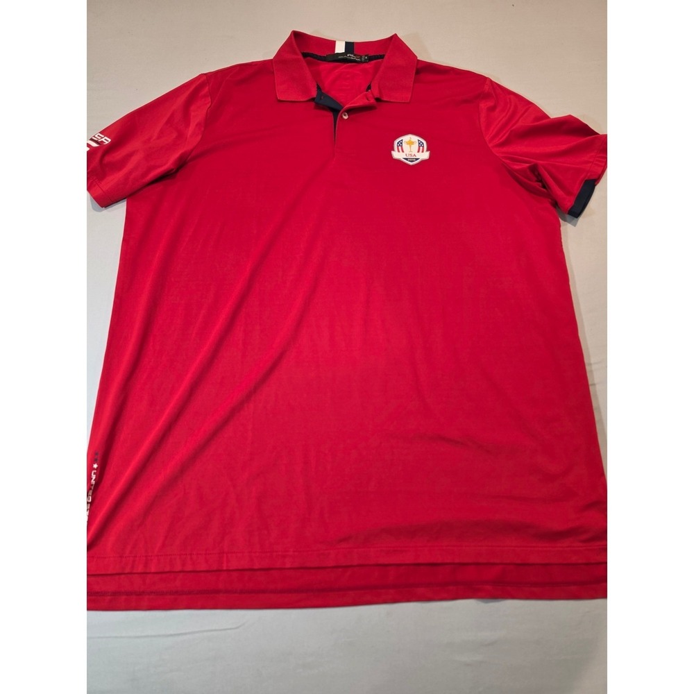 RLX Ralph Lauren Mens Red 2016 Ryder Cup USA Golf Polo Shirt XL Performance